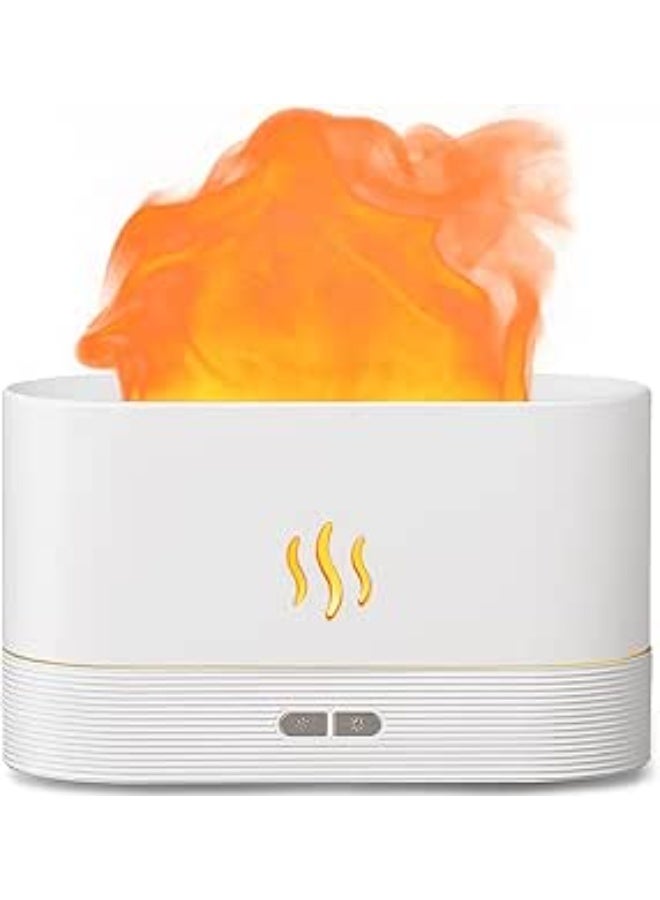 Oil Diffuser Flame Effect Humidifier for Bedroom Office Aromatherapy Diffuser Aroma Home Fragrance Diffusers for Home Colour Changing LED Ultrasonic USB Auto Off Night Light Cool Mist(White) - Image 1